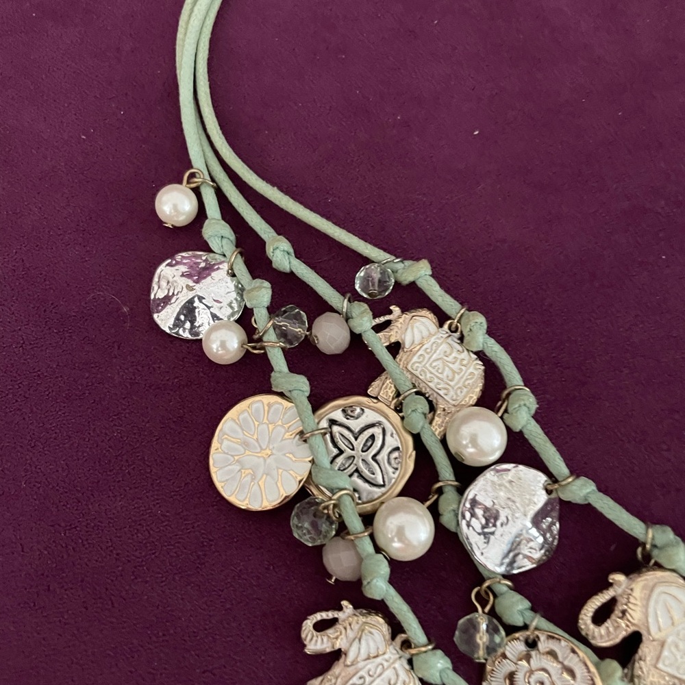 Elephant Bead Work Statement Necklace - image 2